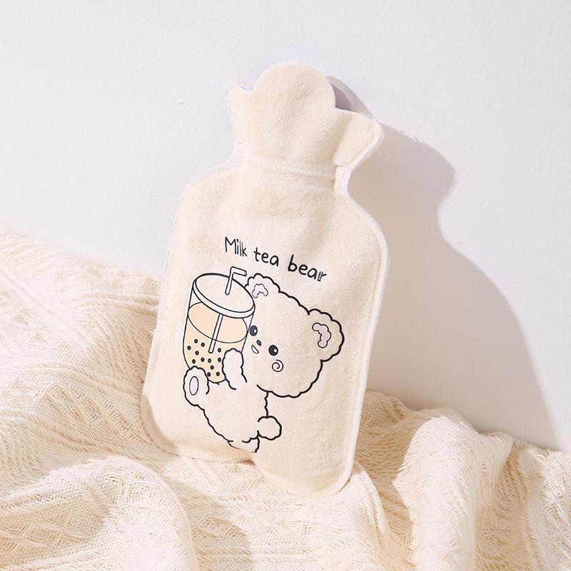 Cartoon Flannel Anti-Scalding Hot Water Bottle - Portable and Refillable for Students and Babies