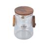 Tea Pot Borosilicate Glass Travel Teapot with Strainer 330ML Spill Proof for Loose Leaf Tea Wood Color