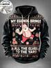 Men Fleece Lined Hoodie Christmas Santa Costume Pattern Print Pullover Hooded Sweatshirt Winter Top