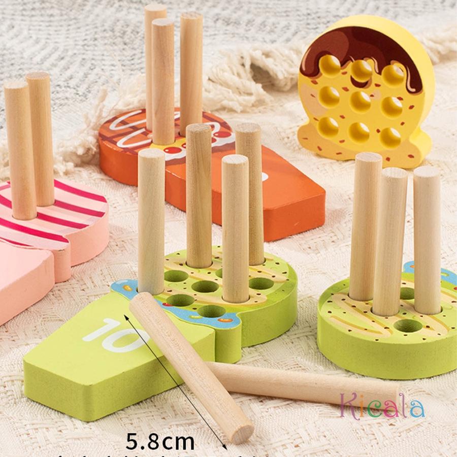 Baby Ice Cream Counting Peg Board Math Toy Montessori Teaching Tool Number Matching Cognition Kindergarten Learn Educatinal Game