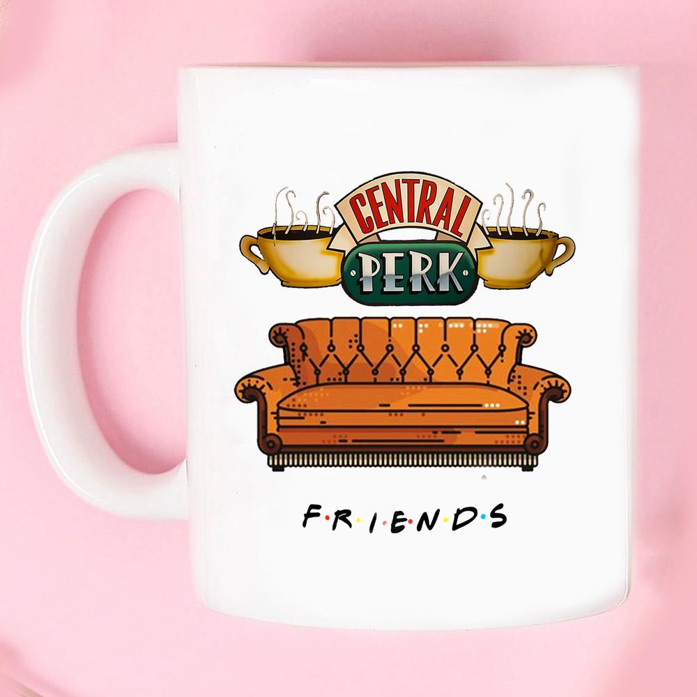 FRIENDS TV Show Coffee Mugs Black Pink Ceramic Coffee Mug Best Friends GIft Milk Cup 301-400ml белый