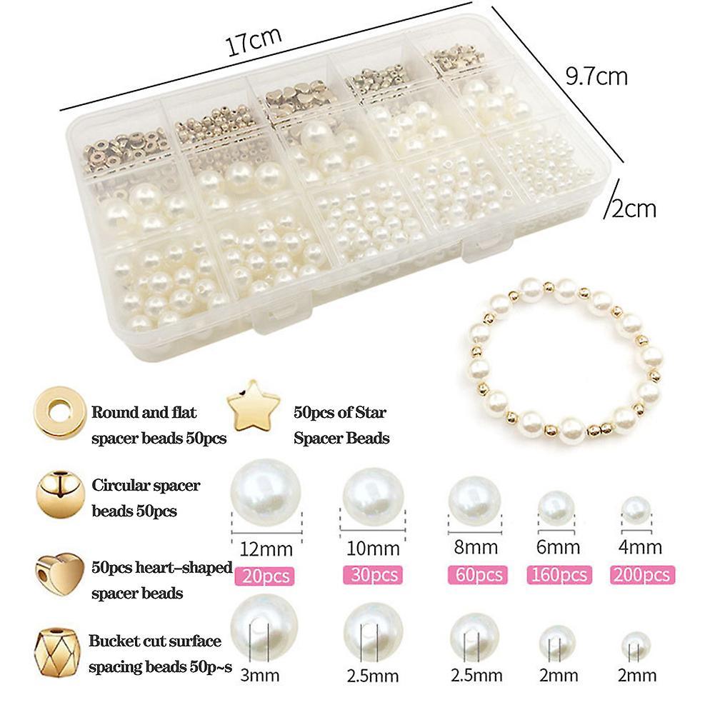 DIY Pearl Spacer Beads Set Personalized Beaded Bracelets Making Accessories for Children Girls