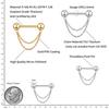 Right Grand ASTM F136 Titanium Threadless Push Pin Nipple Shield Ring with Double Chain Dangle 14G Barbell Piercing Jewelry