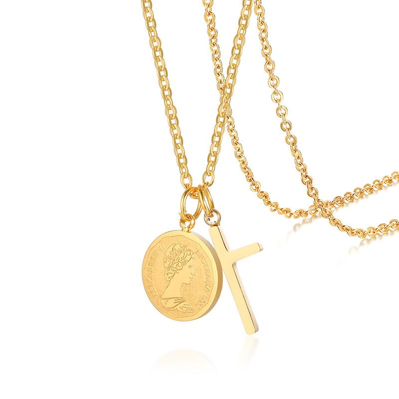 Vnox Simple Stainless Steel Cross Pendant Necklaces for Women, Prayer Religious Choker Collar Christian Gift Jewelry