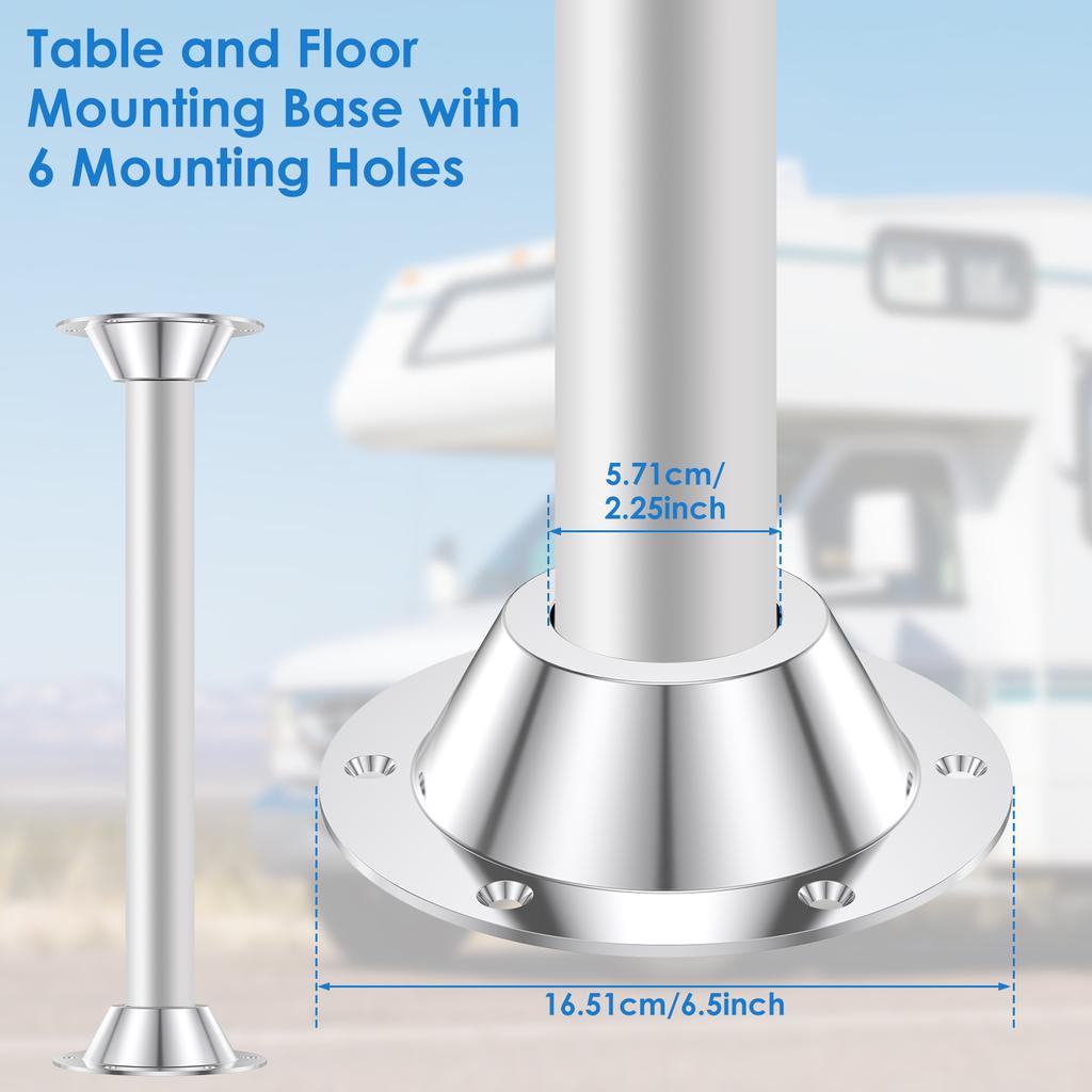 2Pcs Table leg fixed base Aluminium Alloy RV Table Base Dining Table Flange Mount Pedestal for Boat Yacht RV