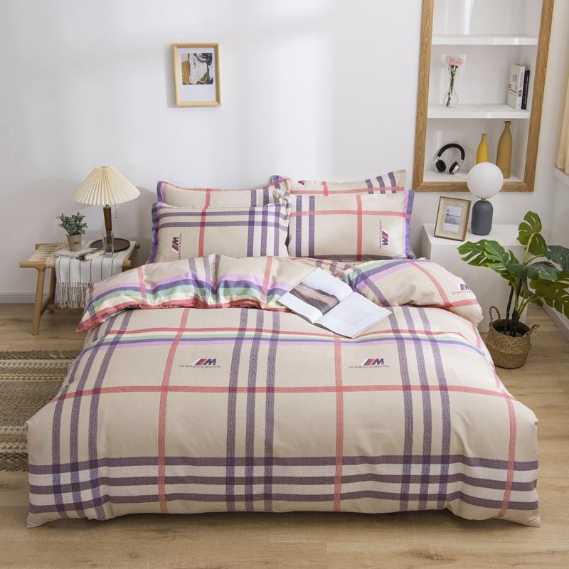 Live Stream Thickened Platinum Cotton Sanded Four-piece Set, Bed Sheet Quilt Cover, Student Dormitory Three-piece Set, Bedding