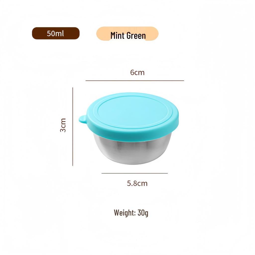 Reusable Sauce Cup with Macaron Lid - 304 Stainless Steel, 40/50/70ML, Portable Dipping or Seasoning Dish.