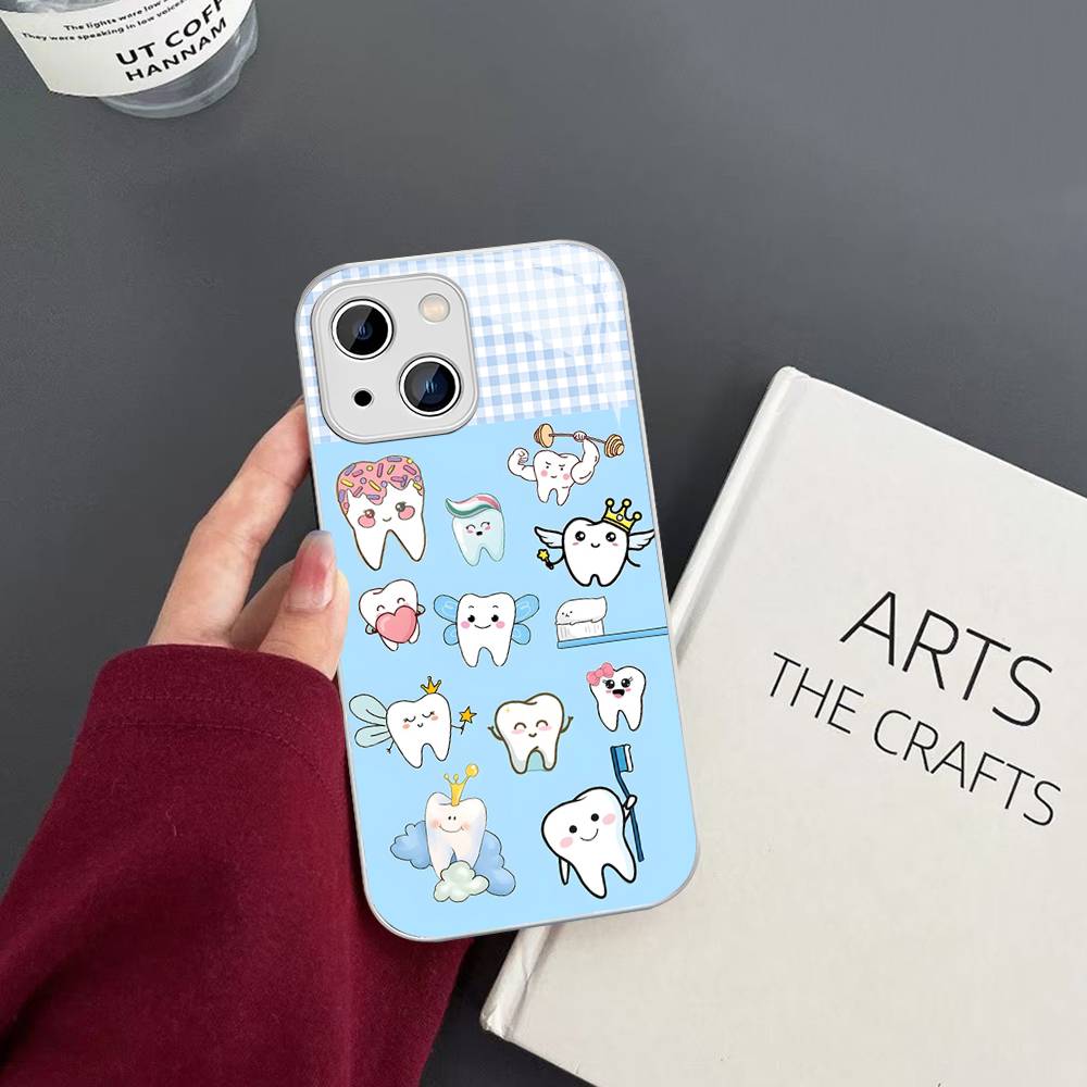 

Cute Dentist Teeth Tempered Glass For Iphone 14 13 12 11 Pro Mini XS MAX 14Plus X XS XR Fundas iphone XR