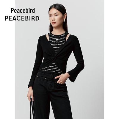 Peacebird Women's Faux Two-Piece Knit Sweater