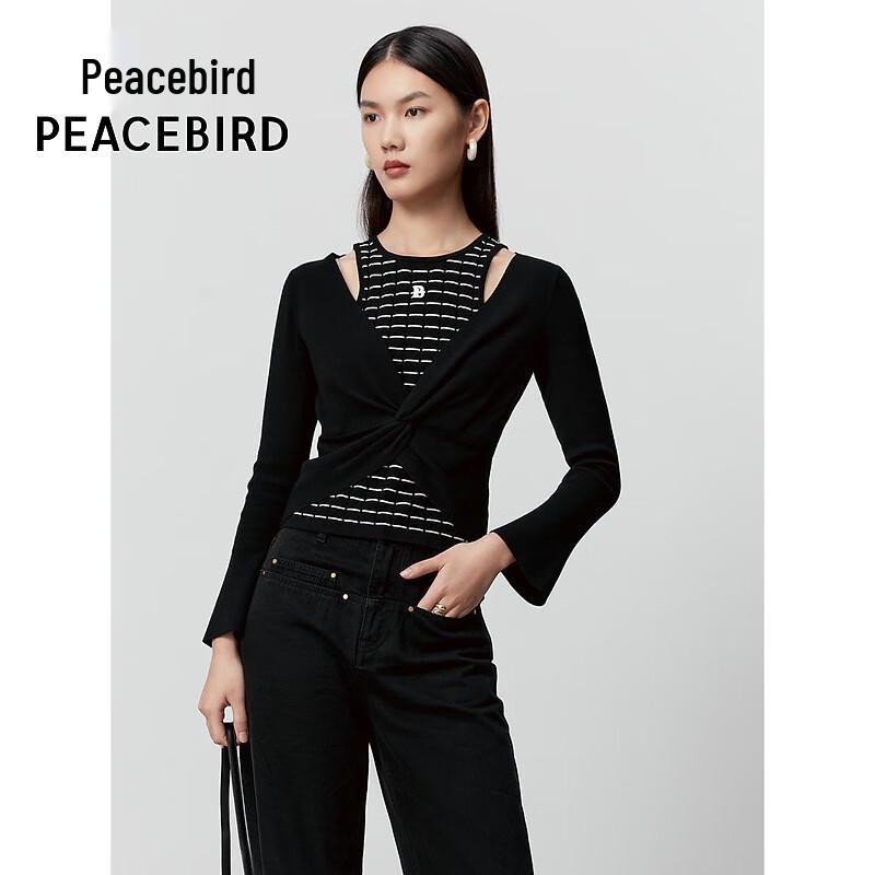 

Peacebird Women s Faux Two-Piece Knit Sweater M