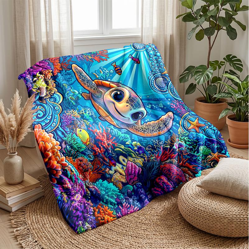 Underwater Fantasy World 2 Theme Blanket Lightweight Warm Flannel Blanket Decorative Throw Blanket for Home Decoration