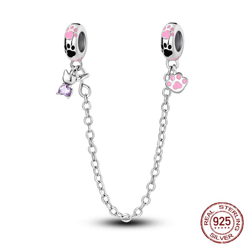Breloque Chaîne de Sécurité Étoiles et Lune Trèfle à Quatre Feuilles en Cuivre pour Bracelet Authentique DoItYourself Bijoux Cadeaux