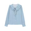 Elegant Women's Long Sleeve Striped Doll Collar Shirt
