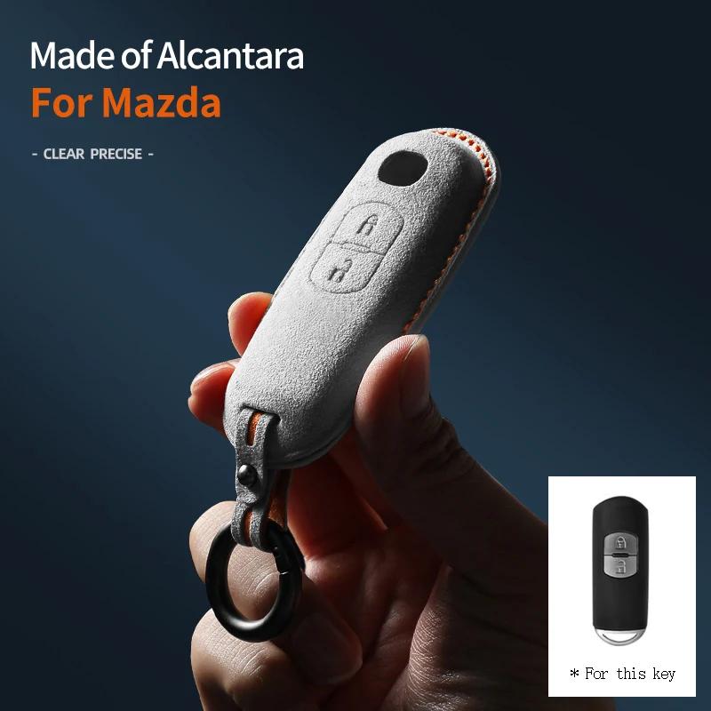 Interior Mouldings Alcantara Car Key Smart Remote Case Cover Shell For Mazda 2 3 6 Cx3 Cx5 Cx7 Cx9 Mx5 2 Buttons Keychain Access