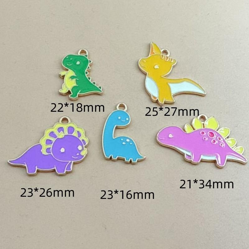 10Pcs Enamel Cartoon Dinosaur Pattern Design Charms Alloy Metal Pendants For Diy Jewelry Making Accessories