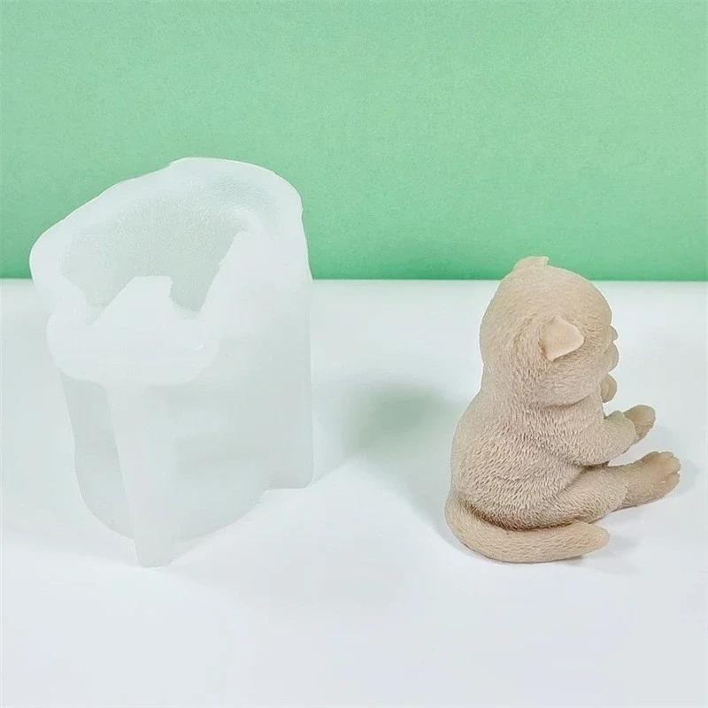 3D Cute Sitting Cat Silicone Candle Molds DIY Cat Plaster Crafts Resin Cement Mold Handmade Candle Making Supplies