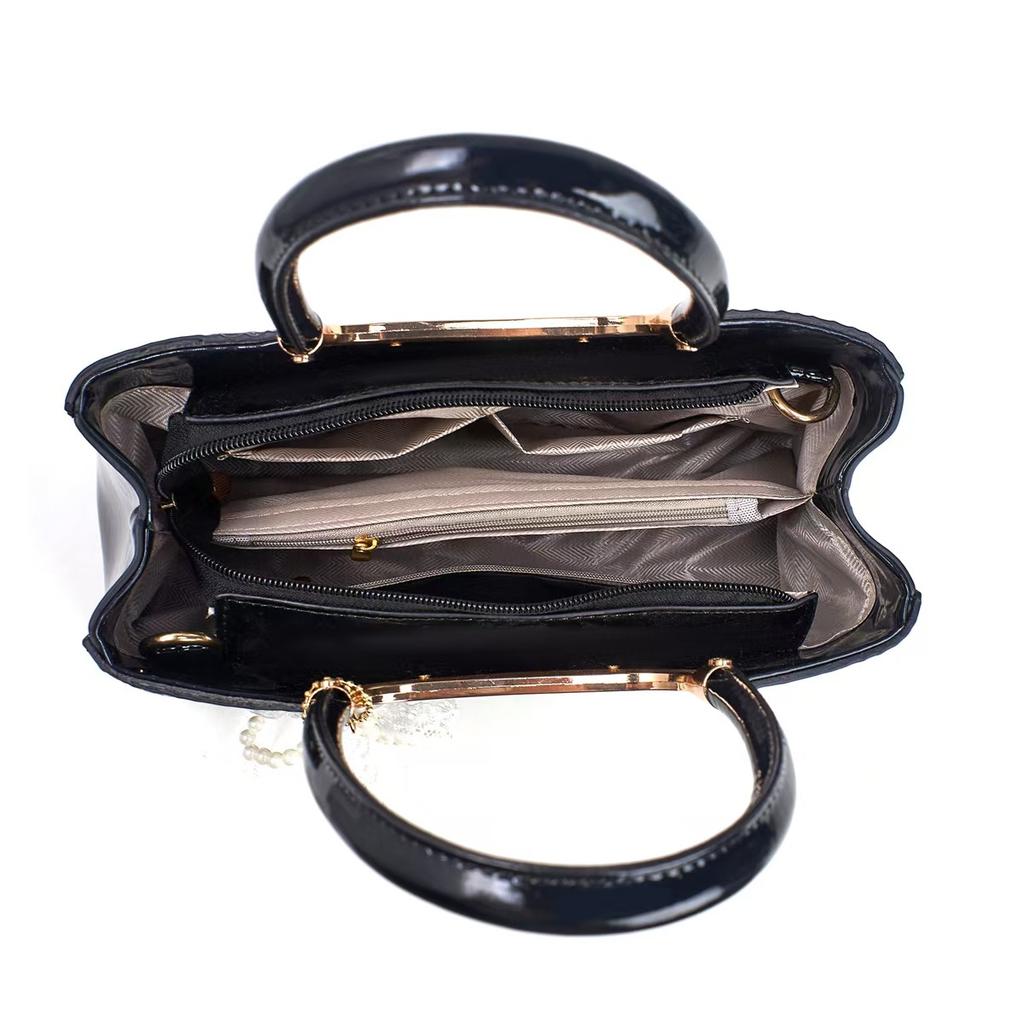 Women's New Arched Bead Pattern Top Handle Bag Versatile Crocodile Print Crossbody Purse