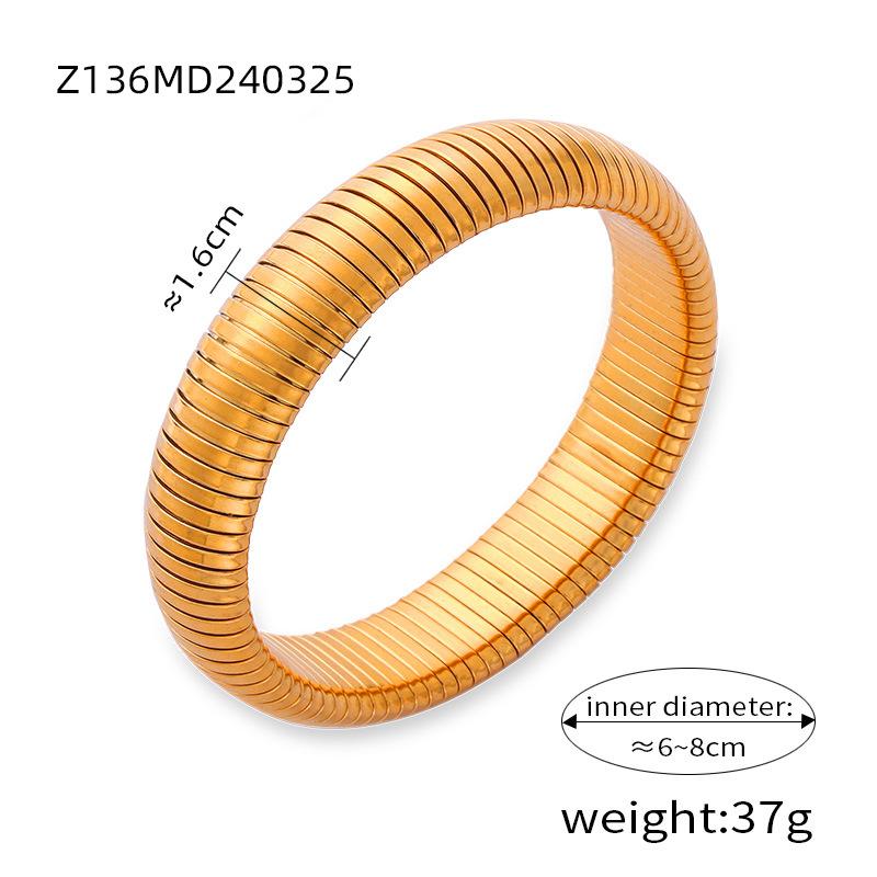 Wind Light Luxury Personalized Goose Throat Elastic Bracelet Women's French Titanium Steel Gold-plated Smooth Wide Version Bracelet Jewelry
