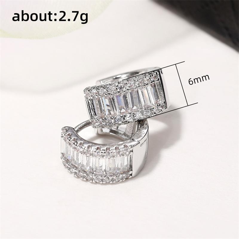 Huitan Fashion Women's Hoop Earrings with Sparkling Cubic Zirconia Fancy Female Ear Accessories Good Quality Jewelry