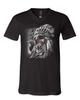 Camiseta de Cuello en V con Tocado de Guerra de Calavera Jefe Camiseta de Herencia Nativa Americana