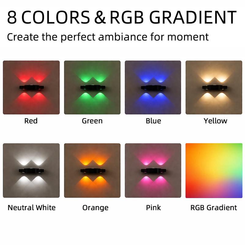 4-Head RGB LED Wall Lamp, Motion Sensor Magnetic Atmosphere Light, USB 5V Rechargeable Gradient Indoor Lighting