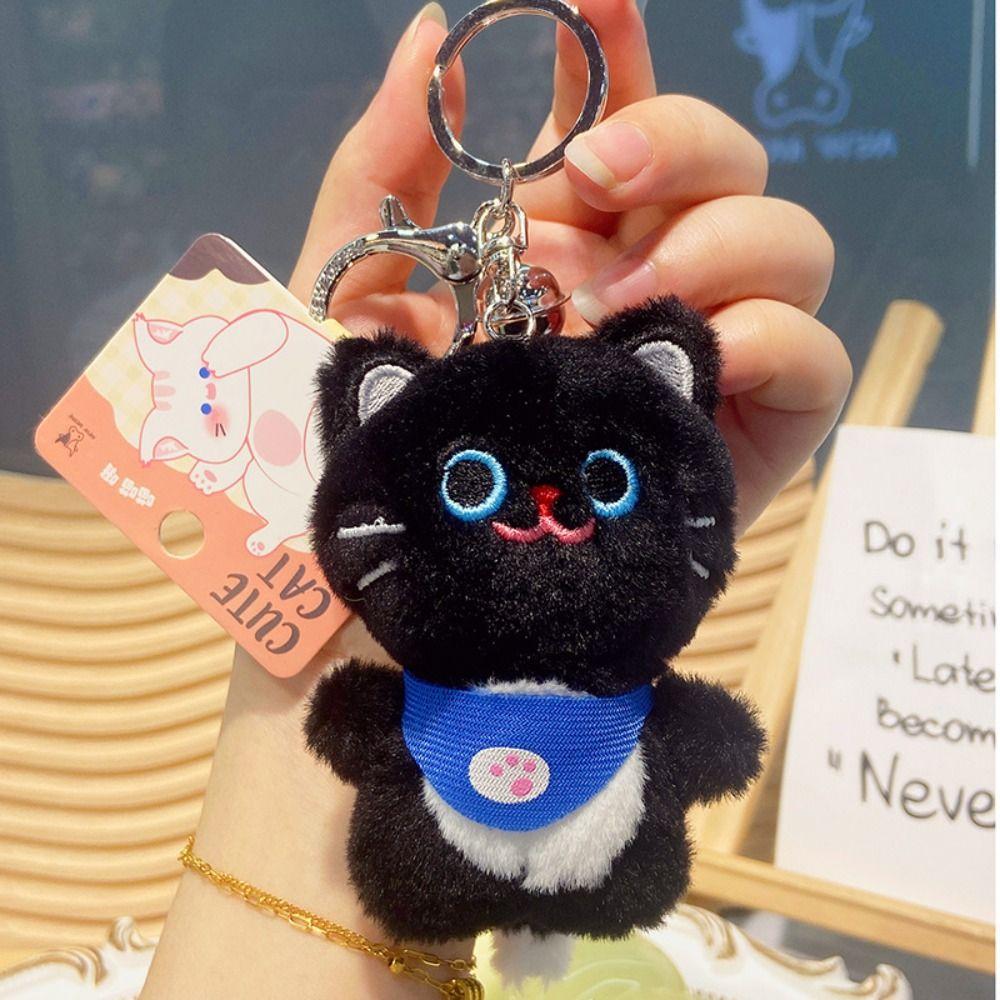 Stuffing Plush Cat Pendant Soft Animal Keychain Cat Plush Doll Keychain  Girl Birthday Gift