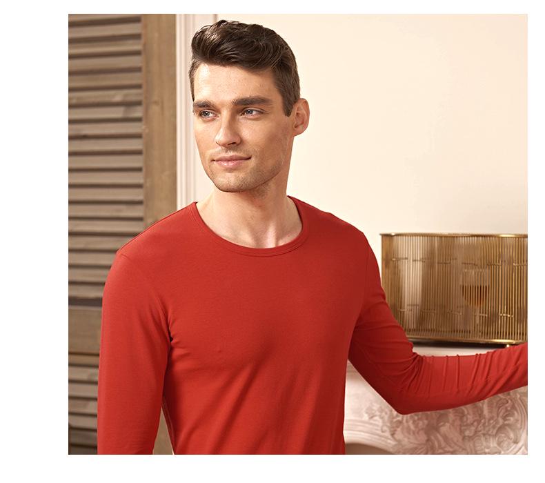 Men's Pure Cotton Round Neck Thermal Underwear Set - Lightweight, Breathable Autumn Bottom Wear