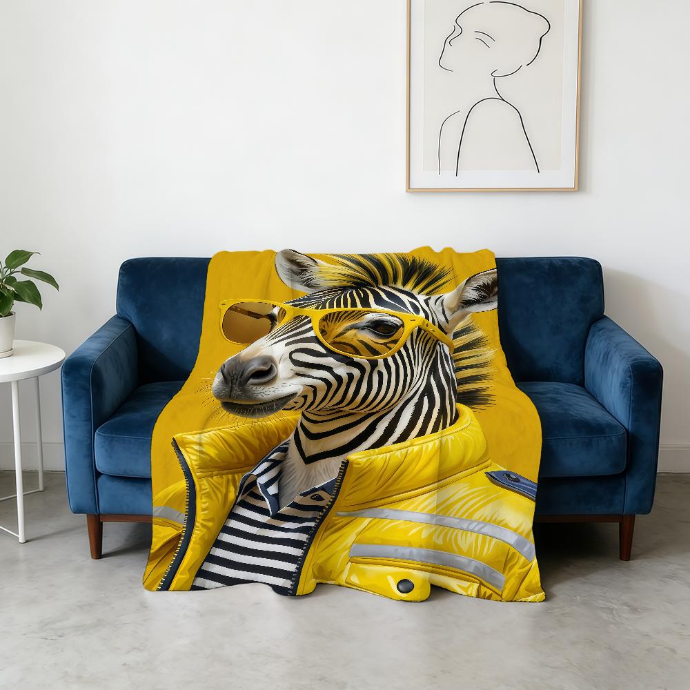 Yellow Down Jacket Zebra Blanket Super Warm Comfortable Plush Throw Blanket Child Home Sofa Bedroom Gift