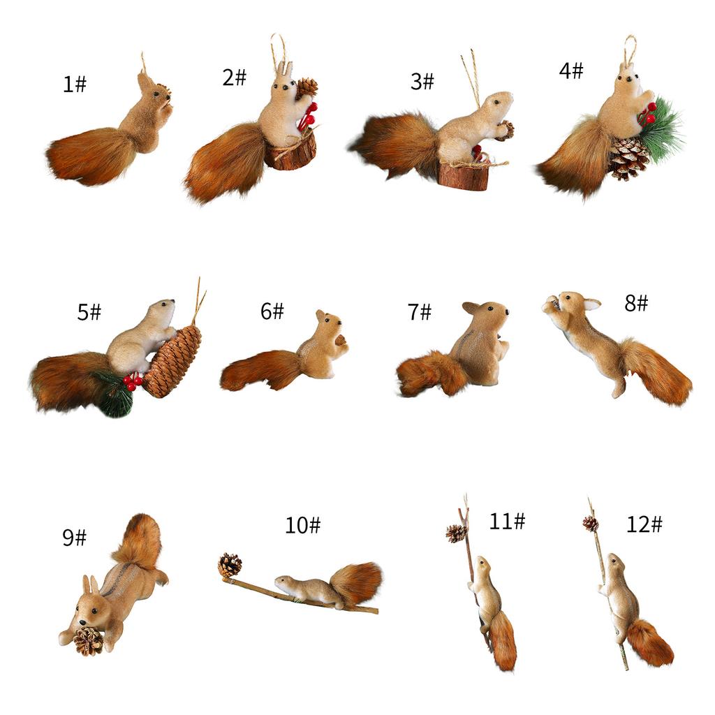 Realistic Squirrel Ornament With Foam Pinecone Christmas Tree Hanging Decoration for Indoor and Outdoor Holiday Party