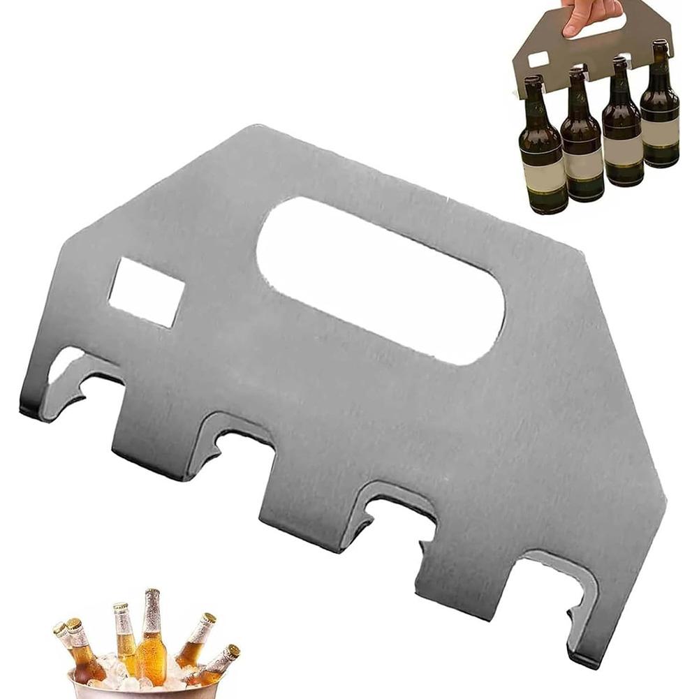 Stainless Steel Beer Cup Holder Wear Resist Beer Bottle Carrier Reusable Heavy Duty Can Opener for Bar BBQ Beer
