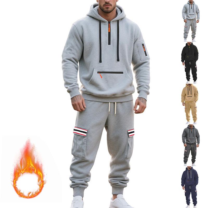 2025 Cross-Border Mens Casual And Fashion Sports Pullover Sweater Multi-Color Patchwork Long-Sleeve Set