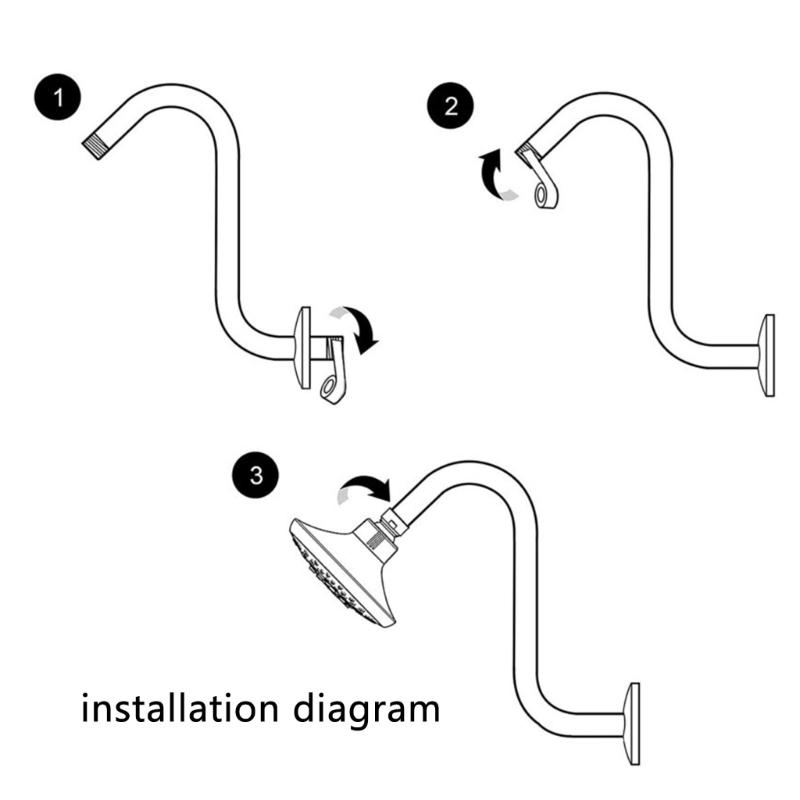 Enhances Your Shower Height with Sturdy Stainless Steel S Shape Showerhead Arm Chromes Finish Bathroom Accessory