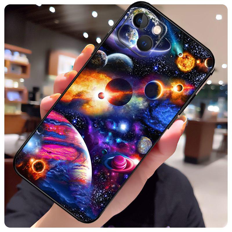 Outer Space Planet Stars Moon Case For iPhone 16 Pro Max 14 13 12 11 15 17 Pro Max Mini 15 16 Plus 16e 17 Air Phone Cover