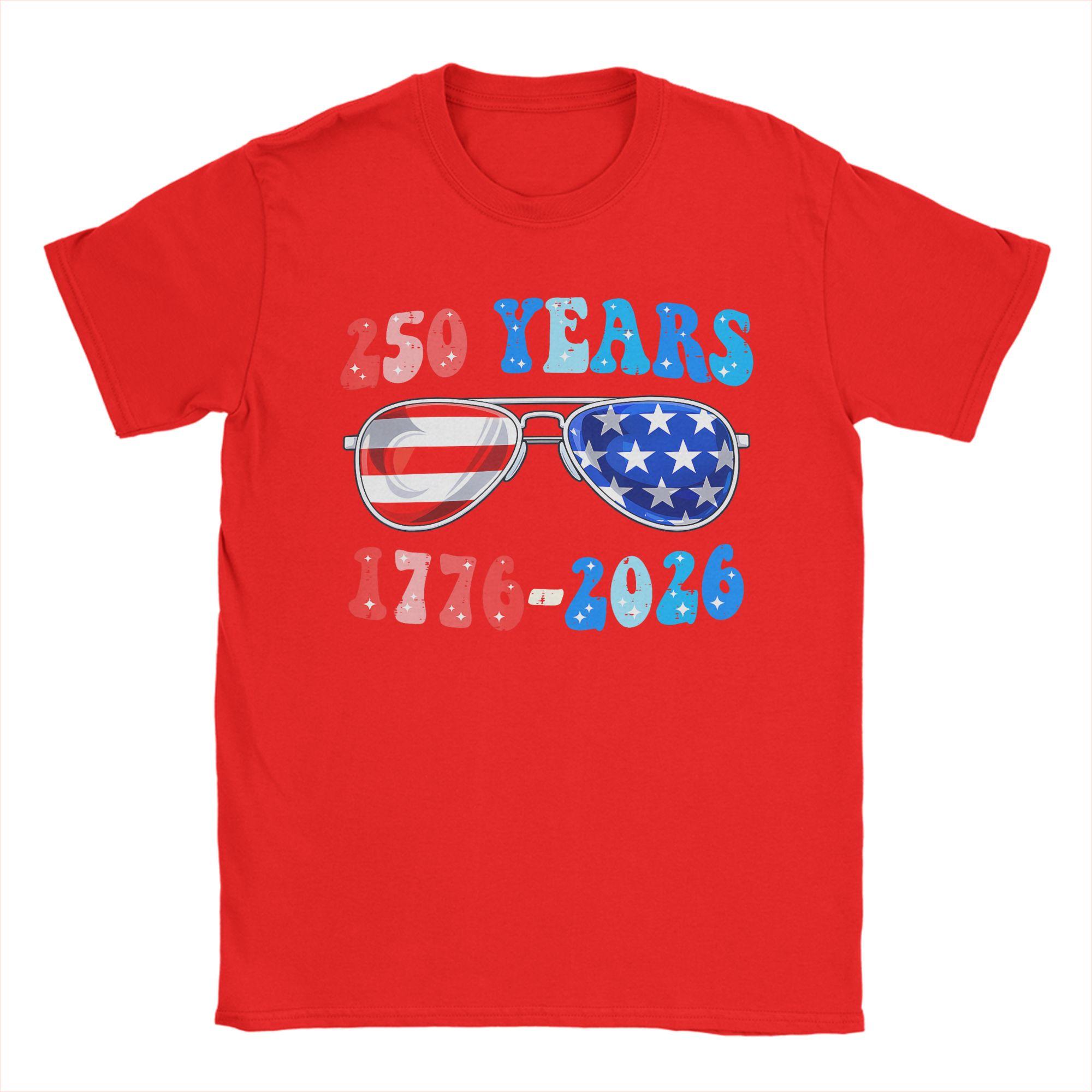 Years th of July Sunglasses th Anniversary Cotton T Shirt For Couple Summer Streetwear T Shirts O Neck S
