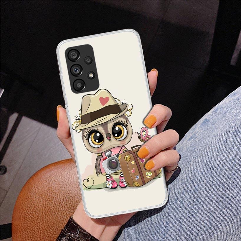 Cute Owl Hearts Lover Phone Case For Samsung Galaxy A17 A16 A15 A14 A13 A57 A56 A55 A54 A53 A37 A36 A35 A34 A33 A26 A25 A24 A23