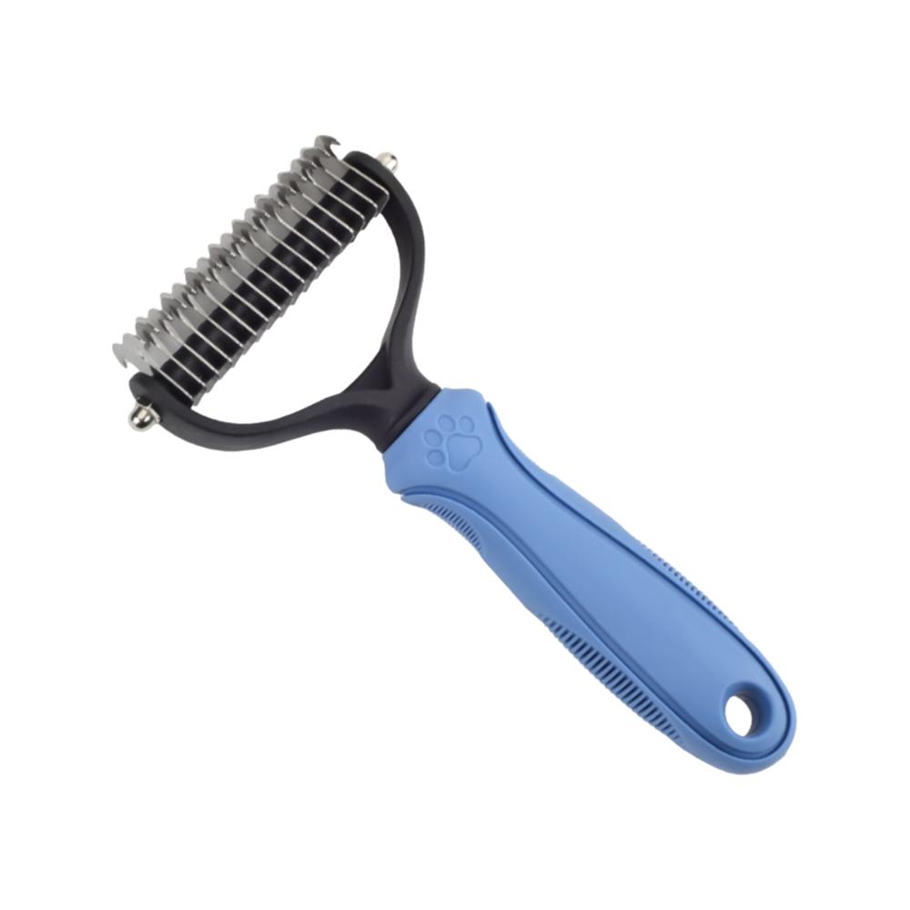 

Ручка против скольжения Удалитель шерсти для собак Двусторонние инструменты для ухода за домашними животными Портативная расческа для щенков Домашнее использование Blue-Large