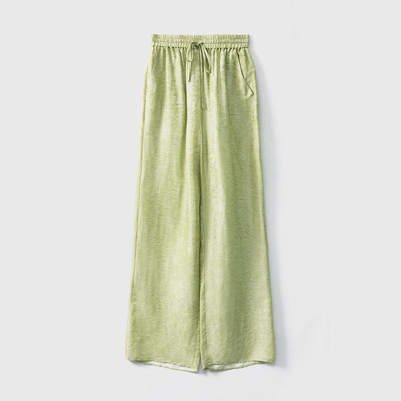 

Ombre Botanical Silk Jacquard Wide-Leg Drawstring Pants L трава зеленый