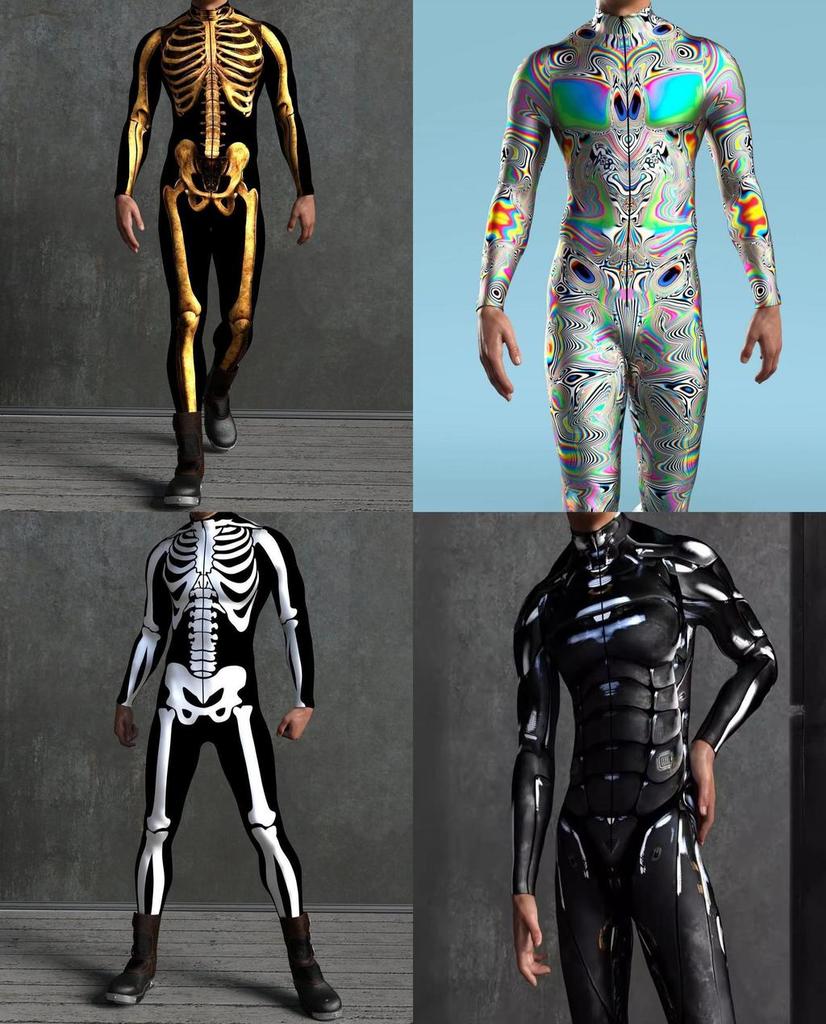 Halloween Adult 3d Digital Print Bodysuit For Cosplay And Costume Parties