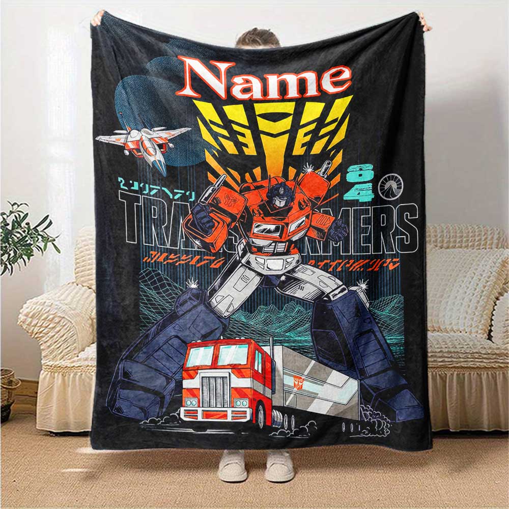 Love Transformers (11) Personalized Text Blanket Lightweight Personalized Blanket Durable Comfort Versatile for Nap Bed Office Home Decor