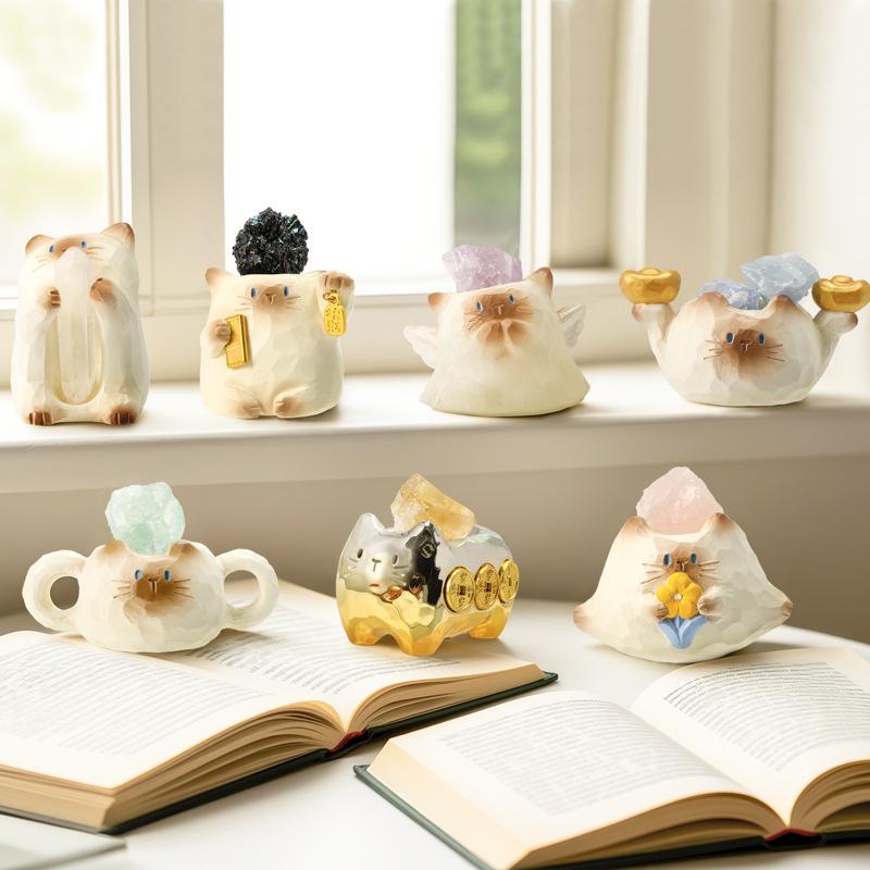Katze PAI Glücksenergie Überraschungsbox Niedliche Cartoon Kristall Desktop Dekoration Perfektes Geschenk für Mädchen