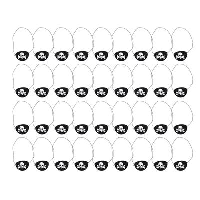 36pcs Pirate Eye Patch Black Felt White Skull Halloween Theme Decoration for Birthday Party