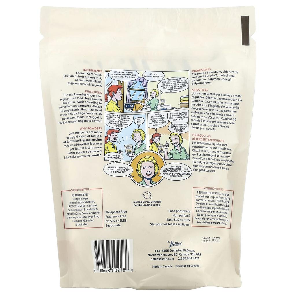 Nellie's Laundry Nuggets, Unscented, 36 Nuggets, 504G (1.1Lb)
