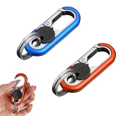 2 Pcs Men’S Car Keychains Double Ring Design, High-Elasticity Buckle