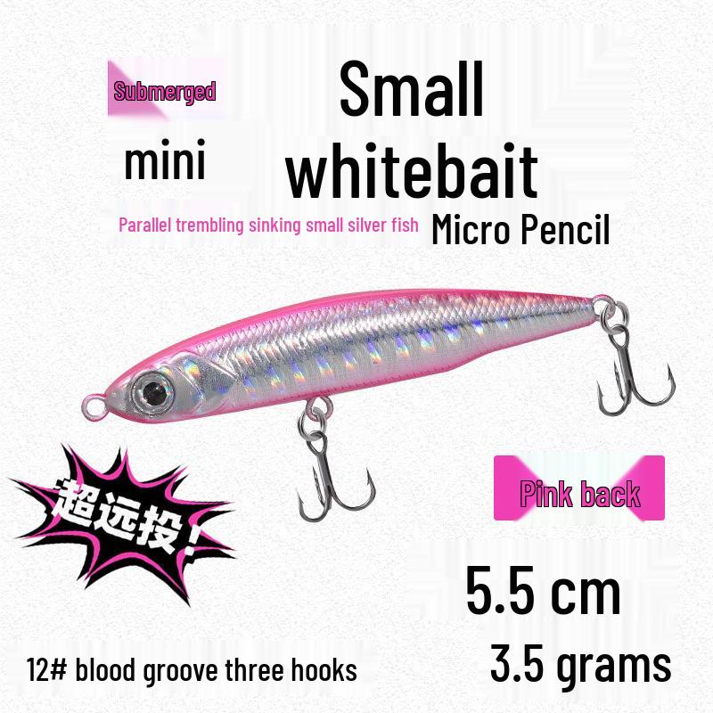 Small Silver Fish Pencil Twitching Long Cast Slow-Sinking Freshwater & Sea Fishing Lure for Mackerel & Asp