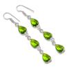 Natural Peridot Gemstone Handmade 925 Sterling Silver Jewelry Earring 2.68" AEE-11265