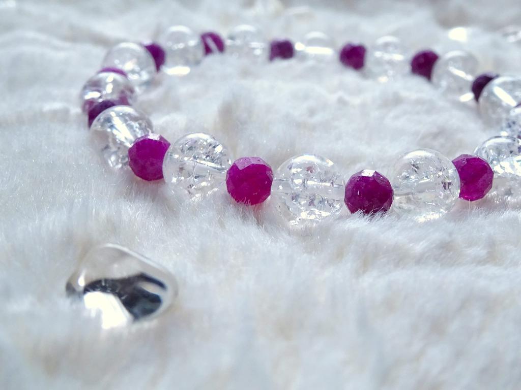 Queen of Leading to Better Connections in Ruby Bracelet for Men and Women Natural Power Stone Crack Kanoishi [The Gems, Life] - Quartz, 5mm/8mm