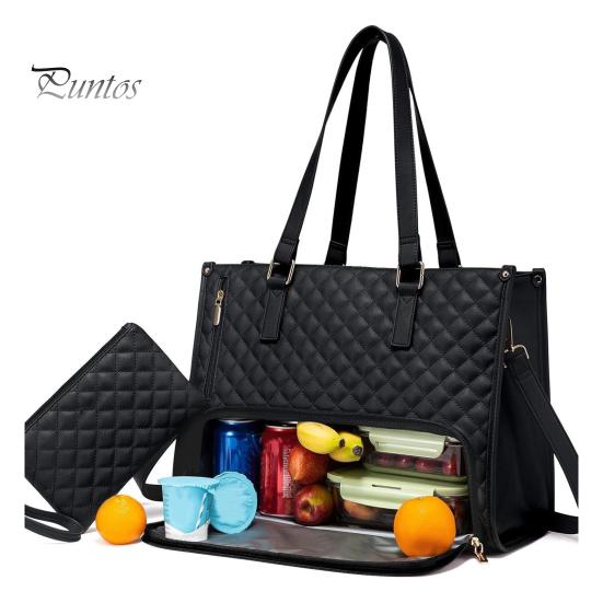 

Сумка-тоут 2 в 1, сумка для ланча для женщин, сумка для ланча для ноутбука 15,6 дюйма, большая сумка с отделением для ланча, вместительная рабочая сумка для офиса, колледжа