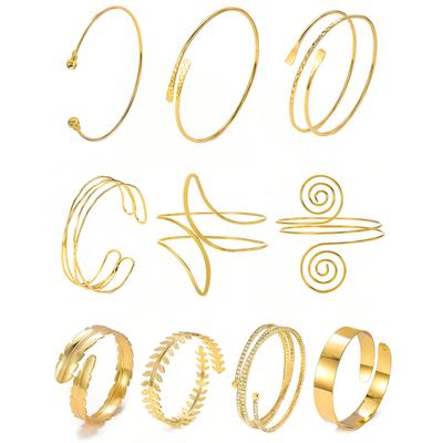 FTCY Boho Armband für Damen Vintage Geometrisch Goldfarbe Blatt Damen Armreifen Verstellbarer Schmuck