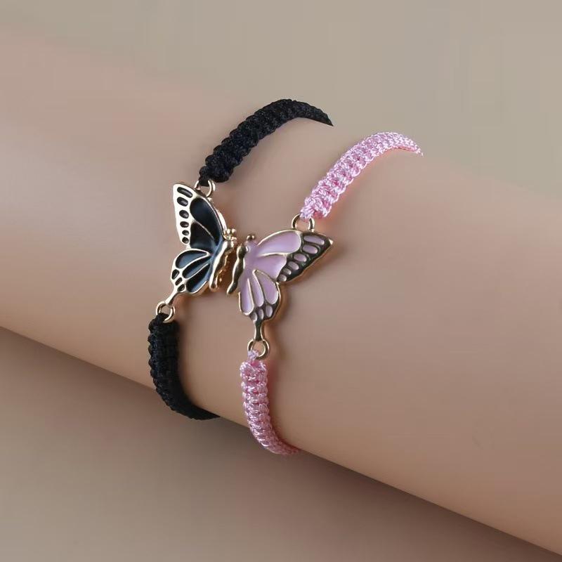 2 Stück Einfaches Schmetterling Handgewebtes Paar Armband Für Frauen Männer Modisches Schmetterlingsarmreif Vielseitiges Gewebtes Armband Geschenke