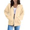 Women's Casual Solid Color Long Sleeve Zippered Hooded Sweatshirt Fashion Top
